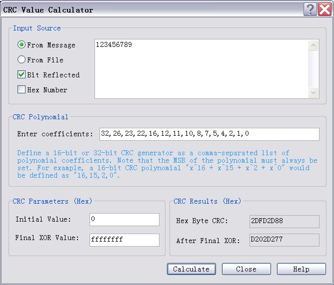 Hex file crc 16 calculator